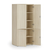 Kancelárska policová skriňa PRIMO WOOD, polené dvere, 800 x 500 x 1781 mm, dub prírodný