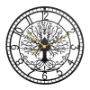 Veľké dizajnové kovové nástenné hodiny s tichým chodom MPM Tree of life - čierne - E04.5457.90