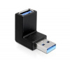 DeLock adaptér USB 3.0 samec - USB 3.0 samica pod uholom 90° vertikálne