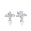 MINET JMAN0345PE00 - MINET Stříbrné náušnice letadla s růžovými zirkony