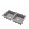 Granitový drez sivý 43,6 × 82 cm, 2 misy + sada sifónu
