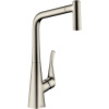 HANSGROHE Metris M71 páková drezová batéria s vyťažiteľnou sprškou s prepínaním, 2jet, sBox, výška výtoku 320 mm, vzhľad nerezovej ocele, 73801800