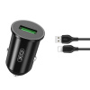 XO autonabíječka USB QC 3.0, 18 W - čierná + Lightning kábel