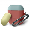 Elago Airpods Silicone Duo Hang Case - Italian Rose/ Coral Blue, Yellow EAPDH-IRO-CBLYE