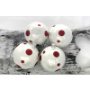 Vianočné gule 26/2037/8/4ks - biele + červené bodky