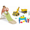 Set šmykľavka s vodnou hrou a stôl pieskovisko Summer KS Slide Life Smoby dĺžka šmyku 150 cm a stavbárske odrážadlo s prívesom