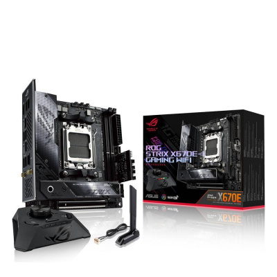 Asus ROG STRIX X670E-I GAMING WIFI Základná doska Socket #####AMD AM5 Tvarový faktor Mini-ITX Čipová sada základnej dosky AMD® X670; 90MB1B70-M0EAY0