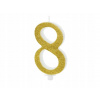 PartyDeco Sviečka na tortu číslo 8 zlatá