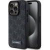 Karl Lagerfeld PU kožený zadný kryt Monogram Metal Logo Magsafe pre iPhone 15 Pro Max Black