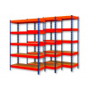 Fistar !!! Akčný balíček : 3x Regál 2160x1400x700 mm PROFESIONÁLNY lakovaný 5-policový, nosnosť 2000 kg - MODRO-ORANŽOVÝ