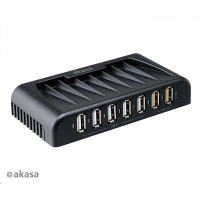 AKASA HUB USB Connect 7FC, 5x USB 2.0, 2 nabíjecí porty USB, externí, s napájecím adaptérem AK-HB-12BKCM