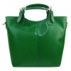 Diva Velká kožená dámská shopper kabelka zelená