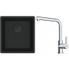Franke Maris MRG 110-37 zlewozmywak 40x37 cm Fragranit + czarny mat z baterią kuchenną Lina chrom (1250697760, 1150712420)