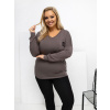 Factory Plus size tričko s dlhým rukávom a V výstrihom – pohodlný a štýlový základ outfitu Farba: Hnedá, Veľkosť molet: UNI