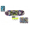 Skateboard prstový skrutkovací plast 9cm s doplnkami mix farieb na karte 12,5x17x3cm