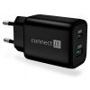 CONNECT IT Wanderer2 GaN nabíjecí adaptér 1×USB-C + 1xUSB-A, 33W PD, ČERNÝ CWC-2080-BK Connect IT