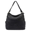 Dámska kožená kabelka VS 023 shopperbag čierna s prídavným popruhom a zlatým kovaním