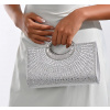 B-TOP Elegantná strieborná kabelka s kryštálmi a kovovým madlom