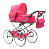 NEW BABY Detský Retro kočík pre bábiky 2v1 Anetka rúžový s bodkami 92x45x73 ružová