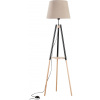 TK Lighting Vaio stojaca lampa 1x15 W čierna-sivá-drevo-béžová 5185