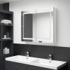Kúpeľňová skrinka s LED a zrkadlom, lesklá biela 80x12x68 cm-ForU-326517