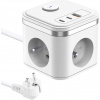 Viking síťový adaptér YC33, 3x 230 V, 1x USB-A, 2x USB-C, tlačítko ON/OFF, délka 1,4 m, bílá VYC33W