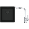 Franke Maris MRG 110-37 zlewozmywak 40x37 cm Fragranit + czarny mat z baterią kuchenną Lina chrom (1250697760, 1150693230)