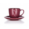 BANQUET Šálka s podšálkou SRDCE 260 ml, bordová farba