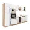 Kuchynský nábytok Yorki 340 vo farbe dub sonoma s bielou prednou časťou s hodvábnym leskom