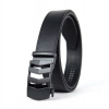 Kožený opasok s automatickou prackou BLACK RAILS, čierna