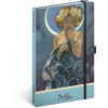 NOTIQUE Notes Alfons Mucha Luna, bodkovaný, 13 x 21 cm
