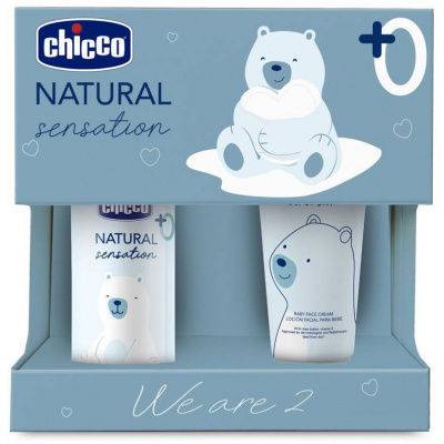 Chicco Natural Sensation 0+ masážny olej pre deti od narodenia 100 ml + 0+ pleťový krém pre deti od narodenia 50 ml