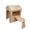 FunPlay Drevený detský domček s kriedovou tabuľou a stolíkom 86x137x105cm