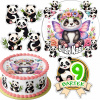 SADA JEDLÝ OBRÁZOK NA TORTU 20 CM + 16 POSTÁV - PANDA MEDVEĎ + MENO 15 CM 18 CM