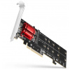 AXAGON PCEM2-ND, PCIe x8 řadič - 2x M.2 NVMe M-key slot, RAID, podpora desek bez bifurkace, vč. LP PCEM2-ND