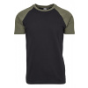 Raglan Contrast Tee - blk/olive 3XL