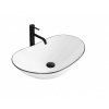 Rea ROYAL BLACK EDGE UMÝVADLO NA DOSKU, 62,5 cm, bielo-čierne keramické, U8569