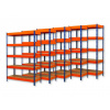 Fistar !!! Akčný balíček : 5x Regál 2160x1400x700 mm PROFESIONÁLNY lakovaný 5-policový, nosnosť 2000 kg - MODRO-ORANŽOVÝ