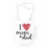 Baby Nellys Nepremokavý podbradník I love mom & dad, 24 x 27 cm - biely Baby Nellys 8596309365640