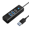 Orico Hub čierny USB-A na 2x USB 3.1 + 1x USB-C, 15 cm vstavaný kábel (PWC2U-U3-015-BK-EP)