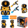 Arkádová hra pre deti Strelecký robot + 2 zbrane + 24 loptičiek oranžová