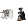 Rocket Espresso Appartamento, white, walnut + Eureka Mignon Zero 65 Speedy, CR black