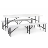 Cateringový skladací set, stôl 180cm + 2 lavice, white