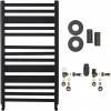 CERANO - Kúpeľňový radiátorový set Enrico - ústredné vykurovanie - bočné pripojenie - 467W - čierna matná - 970x500 mm
