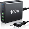 FINIBO Nabíjačka USB C 100 W: 6 portov, rýchla nabíjačka s 3 USB-C a 3 USB-A.