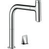 HANSGROHE Metris Select M71 2-otvorová páková drezová batéria s vyťažiteľným výtokom, 1jet, sBox, výška výtoku 208 mm, chróm, 73804000