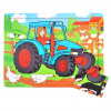 Bigjigs Toys Drevené puzzle traktor 9 dielikov