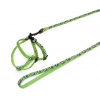 Nobby Nastaviteľný nylonový postroj pre zajace s vodítkom zelený so vzorom s dĺžkou vodítka 1 m