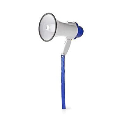 Nedis MEPH150WT - Megafon | 10 W | Dosah 250 m | Vestavěný mikrofon | Bílá / Modrá