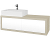 Dreja Umývadlová skriňa STORM SZZ2 120 (umývadlo Kube) - D04 Dub / L01 Biela vysoký lesk / Levé